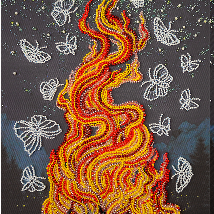 DIY Bead Embroidery Kit "Dancing around the campfire" 7.9"x11.8" / 20.0x30.0 cm