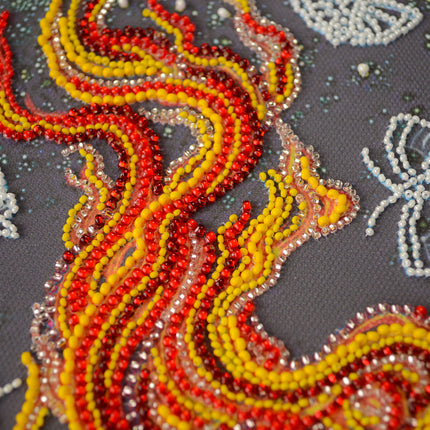 DIY Bead Embroidery Kit "Dancing around the campfire" 7.9"x11.8" / 20.0x30.0 cm