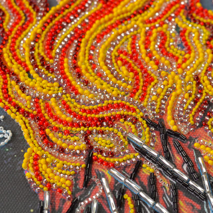 DIY Bead Embroidery Kit "Dancing around the campfire" 7.9"x11.8" / 20.0x30.0 cm