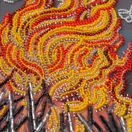 DIY Bead Embroidery Kit "Dancing around the campfire" 7.9"x11.8" / 20.0x30.0 cm