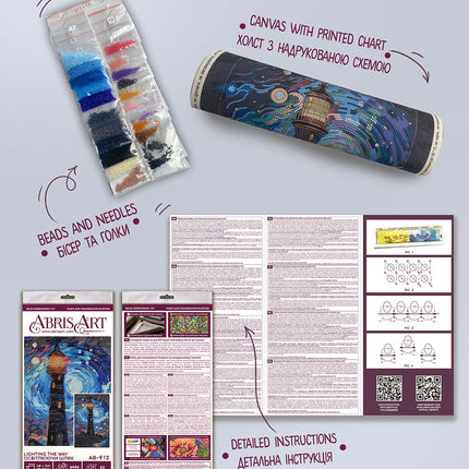 DIY Bead Embroidery Kit "Lighting the way" 7.9"x12.6" / 20.0x32.0 cm