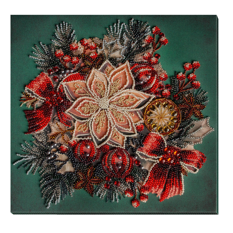 DIY Bead Embroidery Kit "The taste of Christmas" 9.8"x9.4" / 25.0x24.0 cm