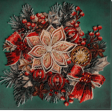 DIY Bead Embroidery Kit "The taste of Christmas" 9.8"x9.4" / 25.0x24.0 cm