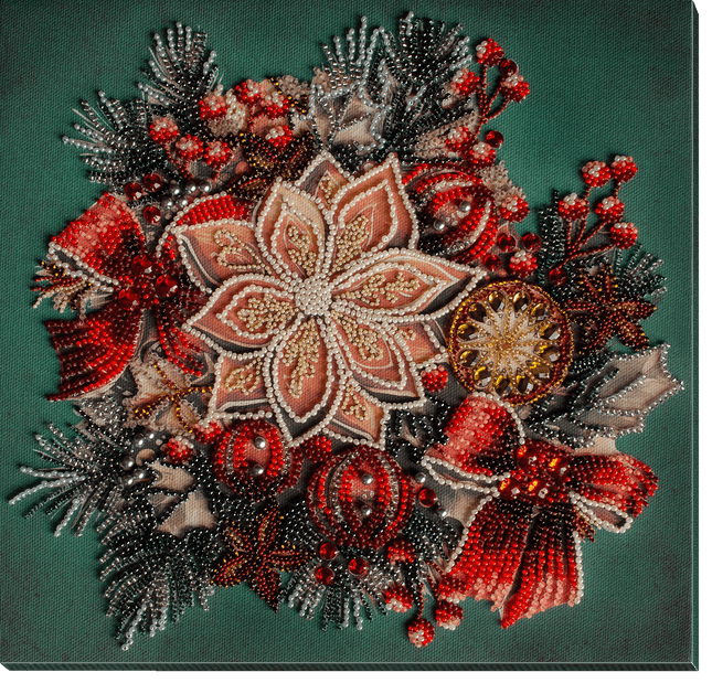 DIY Bead Embroidery Kit "The taste of Christmas" 9.8"x9.4" / 25.0x24.0 cm