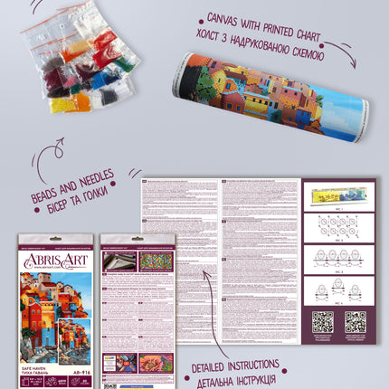 DIY Bead Embroidery Kit "Safe haven" 9.4"x13.4" / 24.0x34.0 cm