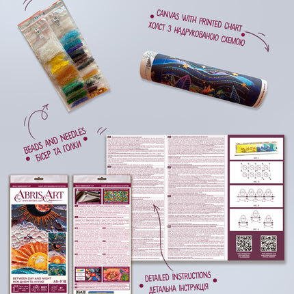 DIY Bead Embroidery Kit "Between day and night" 15.7"x6.3" / 40.0x16.0 cm