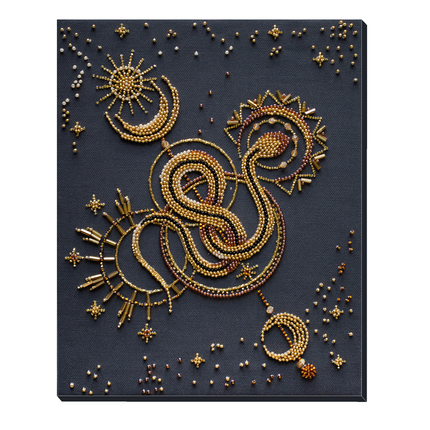 DIY Bead Embroidery Kit "Golden talisman" 7.9"x9.8" / 20.0x25.0 cm