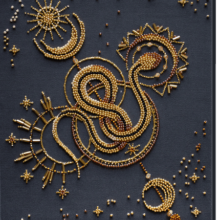 DIY Bead Embroidery Kit "Golden talisman" 7.9"x9.8" / 20.0x25.0 cm