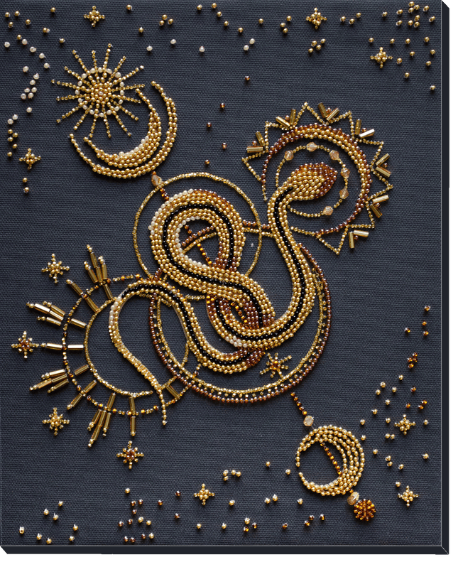 DIY Bead Embroidery Kit "Golden talisman" 7.9"x9.8" / 20.0x25.0 cm