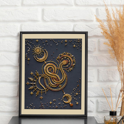 DIY Bead Embroidery Kit "Golden talisman" 7.9"x9.8" / 20.0x25.0 cm