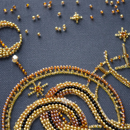 DIY Bead Embroidery Kit "Golden talisman" 7.9"x9.8" / 20.0x25.0 cm