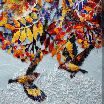 DIY Bead Embroidery Kit "Under the viburnum" 9.1"x10.2" / 23.0x26.0 cm