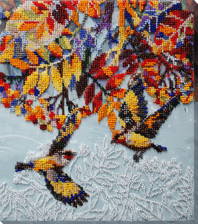 DIY Bead Embroidery Kit "Under the viburnum" 9.1"x10.2" / 23.0x26.0 cm