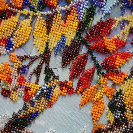 DIY Bead Embroidery Kit "Under the viburnum" 9.1"x10.2" / 23.0x26.0 cm