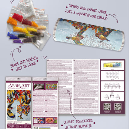 DIY Bead Embroidery Kit "Under the viburnum" 9.1"x10.2" / 23.0x26.0 cm