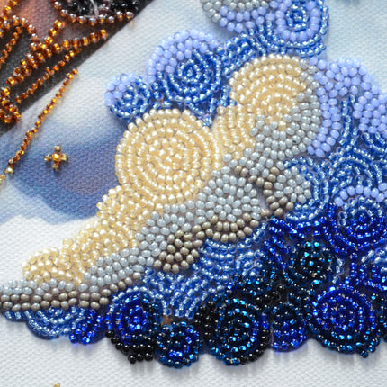 DIY Bead Embroidery Kit "Air adventures" 11.0"x11.0" / 28.0x28.0 cm