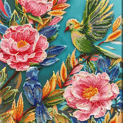 DIY Bead Embroidery Kit "Spring commotion" 9.4"x11.8" / 24.0x30.0 cm