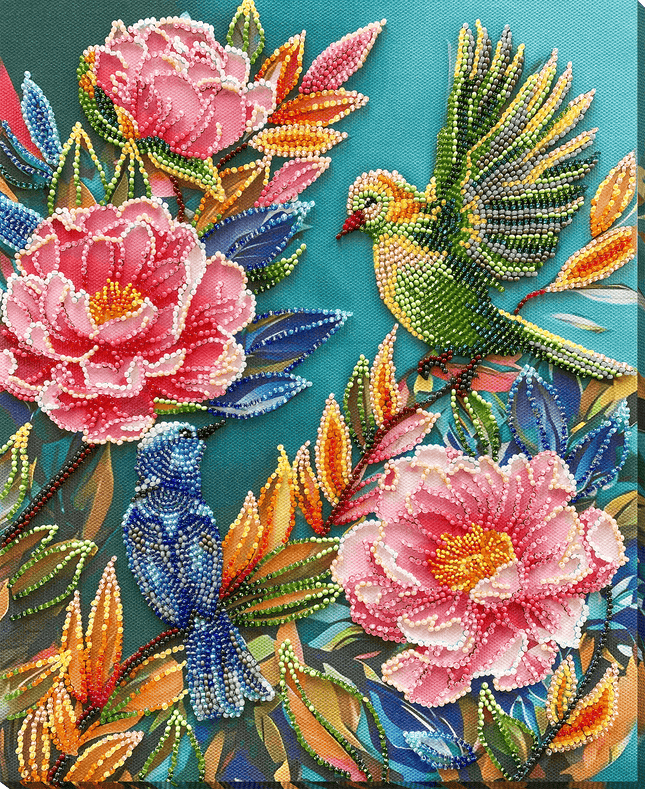 DIY Bead Embroidery Kit "Spring commotion" 9.4"x11.8" / 24.0x30.0 cm