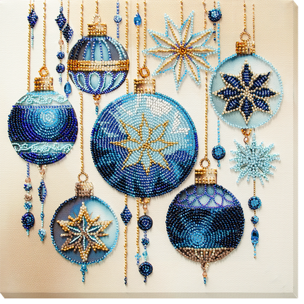 DIY Bead Embroidery Kit "Crystal patterns" 9.8"x9.8" / 25.0x25.0 cm