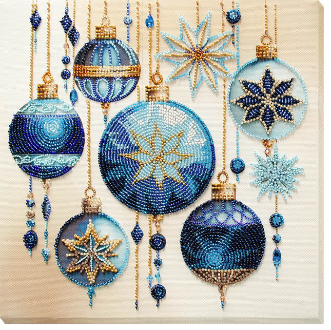 DIY Bead Embroidery Kit "Crystal patterns" 9.8"x9.8" / 25.0x25.0 cm