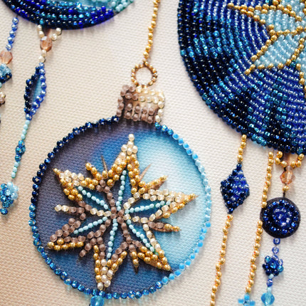 DIY Bead Embroidery Kit "Crystal patterns" 9.8"x9.8" / 25.0x25.0 cm