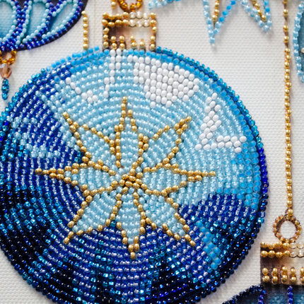 DIY Bead Embroidery Kit "Crystal patterns" 9.8"x9.8" / 25.0x25.0 cm