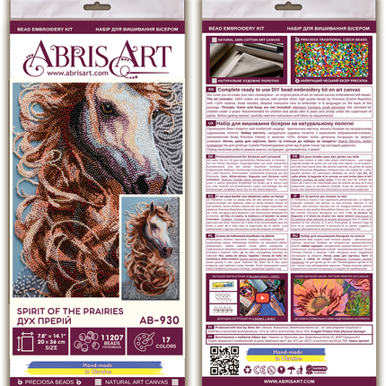 DIY Bead Embroidery Kit "Spirit of the Prairies" 7.9"x14.2" / 20.0x36.0 cm