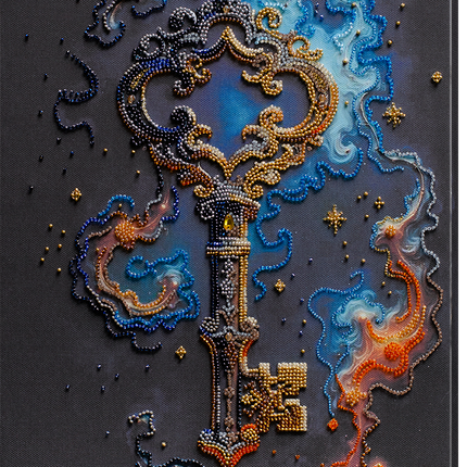 DIY Bead Embroidery Kit "The key to happines" 10.6"x13.8" / 27.0x35.0 cm
