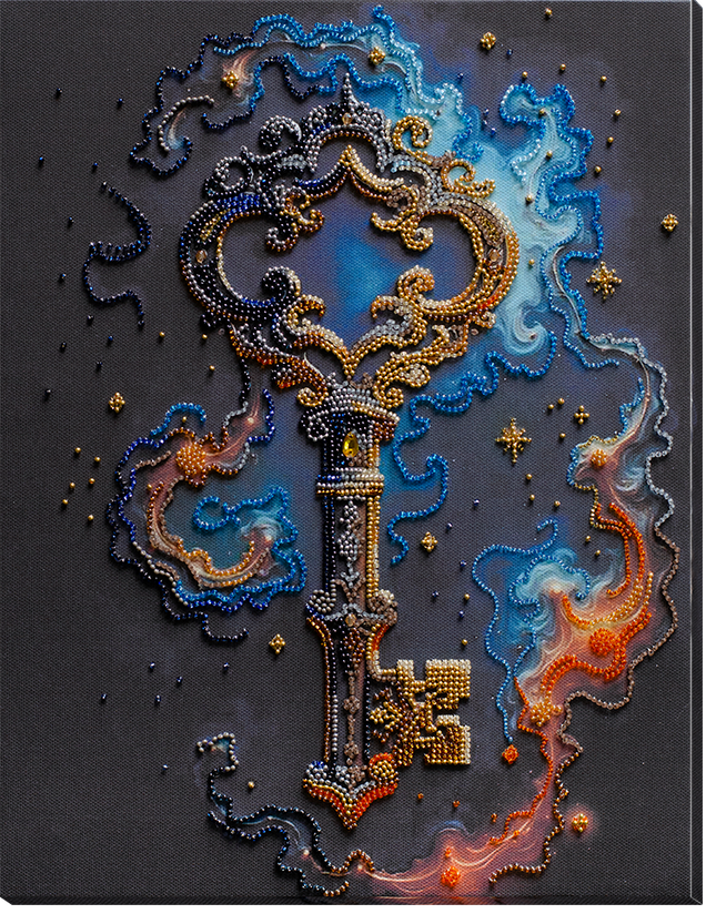 DIY Bead Embroidery Kit "The key to happines" 10.6"x13.8" / 27.0x35.0 cm