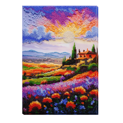 DIY Bead Embroidery Kit "Evening over the meadow" 8.7"x12.6" / 22.0x32.0 cm