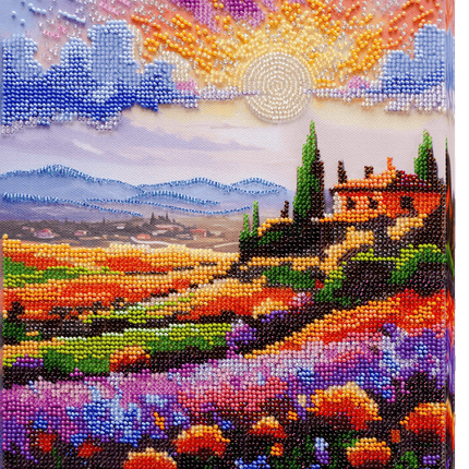 DIY Bead Embroidery Kit "Evening over the meadow" 8.7"x12.6" / 22.0x32.0 cm