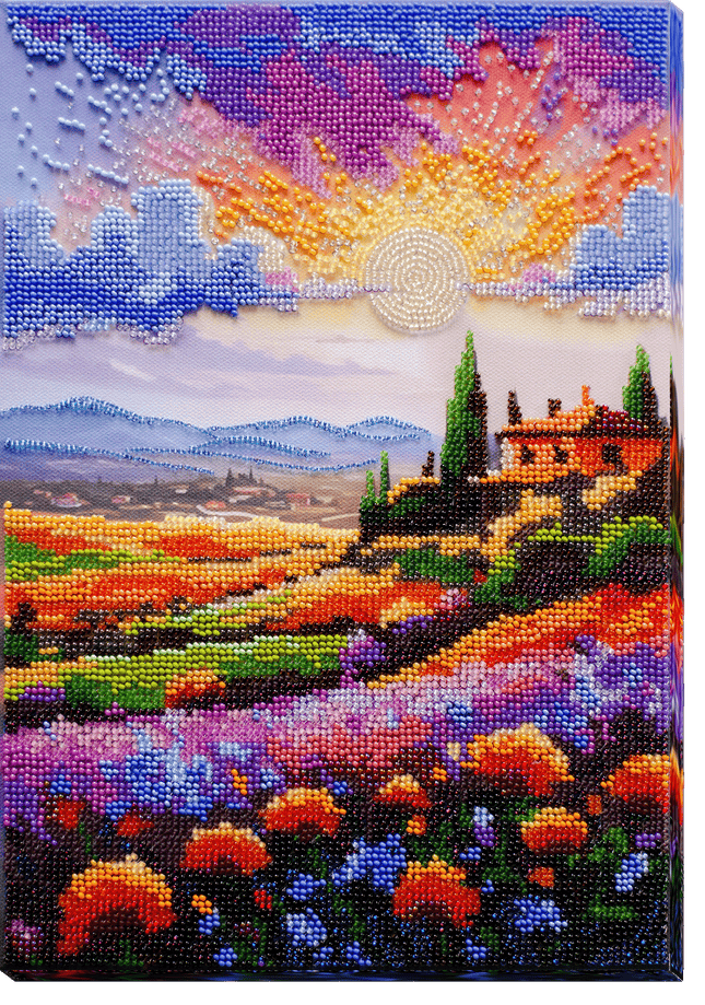 DIY Bead Embroidery Kit "Evening over the meadow" 8.7"x12.6" / 22.0x32.0 cm