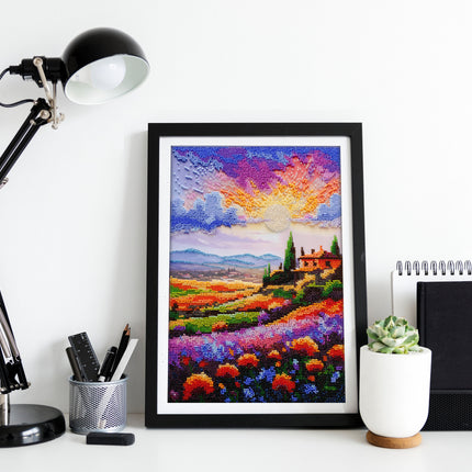 DIY Bead Embroidery Kit "Evening over the meadow" 8.7"x12.6" / 22.0x32.0 cm