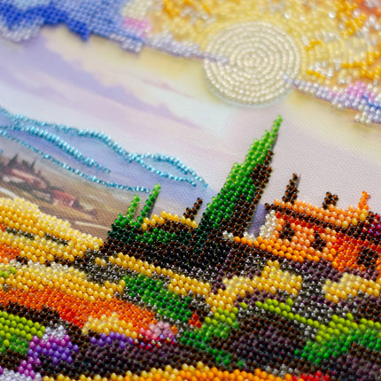 DIY Bead Embroidery Kit "Evening over the meadow" 8.7"x12.6" / 22.0x32.0 cm