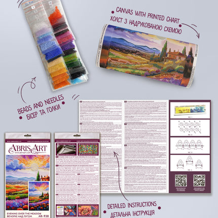DIY Bead Embroidery Kit "Evening over the meadow" 8.7"x12.6" / 22.0x32.0 cm