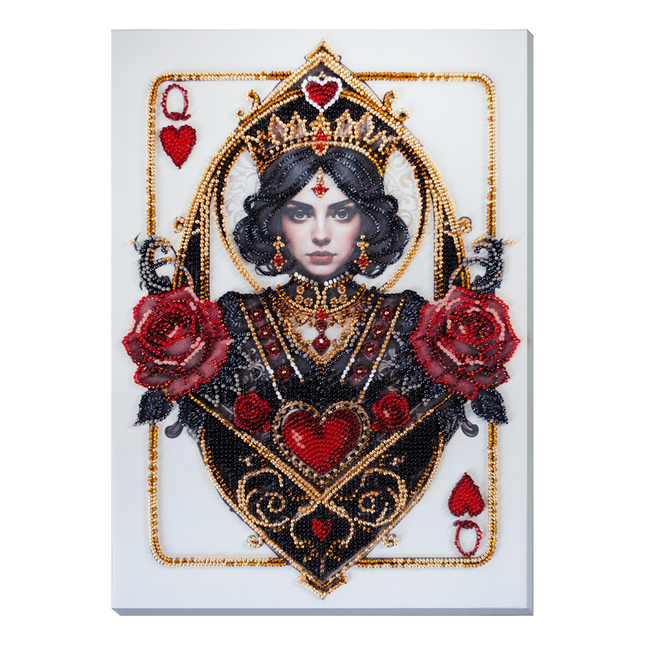 DIY Bead Embroidery Kit "Queen of hearts" 8.3"x11.4" / 21.0x29.0 cm