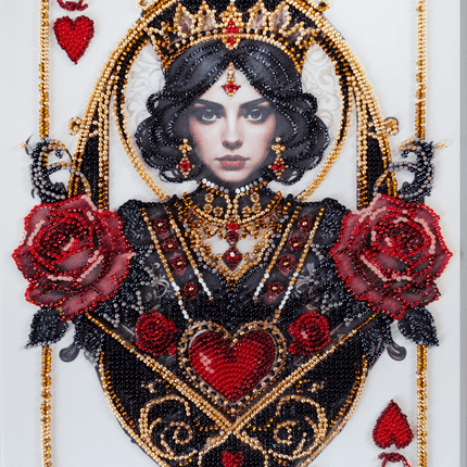 DIY Bead Embroidery Kit "Queen of hearts" 8.3"x11.4" / 21.0x29.0 cm