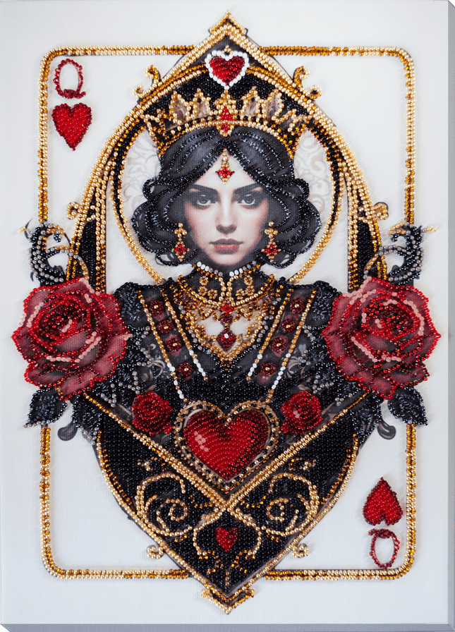 DIY Bead Embroidery Kit "Queen of hearts" 8.3"x11.4" / 21.0x29.0 cm