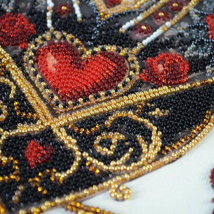 DIY Bead Embroidery Kit "Queen of hearts" 8.3"x11.4" / 21.0x29.0 cm