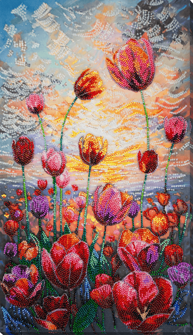DIY Bead Embroidery Kit "Spring rhythm" 9.4"x16.5" / 24.0x42.0 cm