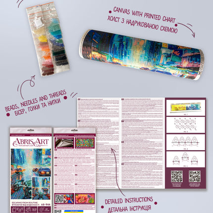 DIY Bead Embroidery Kit "Escaping from routine" 10.2"x13.0" / 26.0x33.0 cm