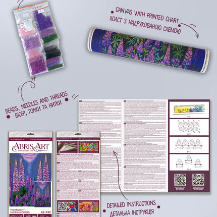 DIY Bead Embroidery Kit "Moonlight" 9.4"x14.6" / 24.0x37.0 cm