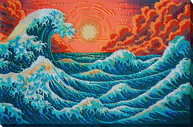 DIY Bead Embroidery Kit "The Murmuring Seа" 14.2"x9.4" / 36.0x24.0 cm