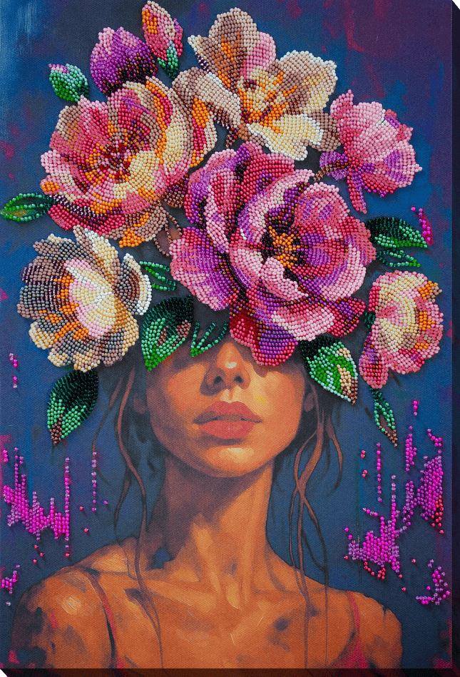 DIY Bead Embroidery Kit "Blooming Thoughts" 10.2"x15.4" / 26.0x39.0 cm