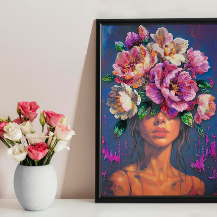 DIY Bead Embroidery Kit "Blooming Thoughts" 10.2"x15.4" / 26.0x39.0 cm