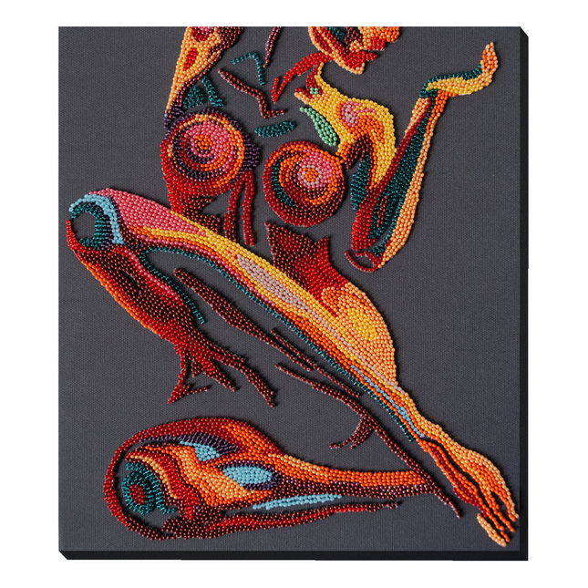 DIY Bead Embroidery Kit "The essence of femininity" 9.8"x11.4" / 25.0x29.0 cm