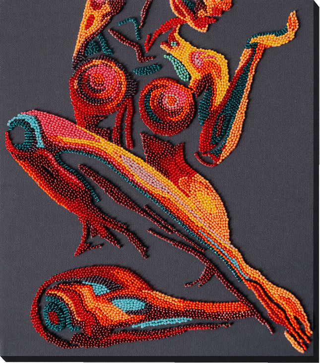 DIY Bead Embroidery Kit "The essence of femininity" 9.8"x11.4" / 25.0x29.0 cm