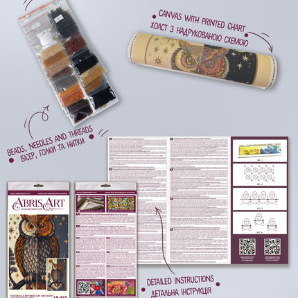 DIY Bead Embroidery Kit " The oracle between day and night" 10.2"x15.7" / 26.0x40.0 cm