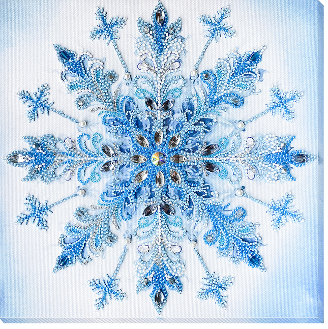 DIY Bead Embroidery Kit "Frost patterns" 8.7"x8.7" / 22.0x22.0 cm