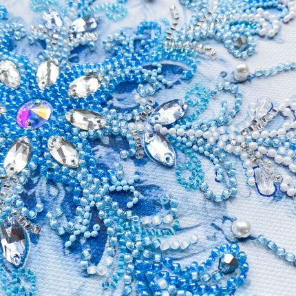 DIY Bead Embroidery Kit "Frost patterns" 8.7"x8.7" / 22.0x22.0 cm